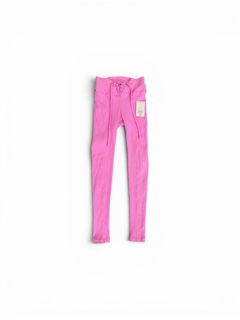 Year of Ours Bubblegum Pink Ribbed Lace-Up Football Leggings $114 retail Small